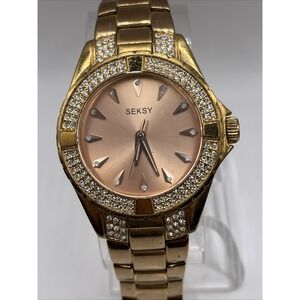 Sekonda Seksy Women's Quartz Watch Rose Gold Rhinestone Bezel- New Battery‎